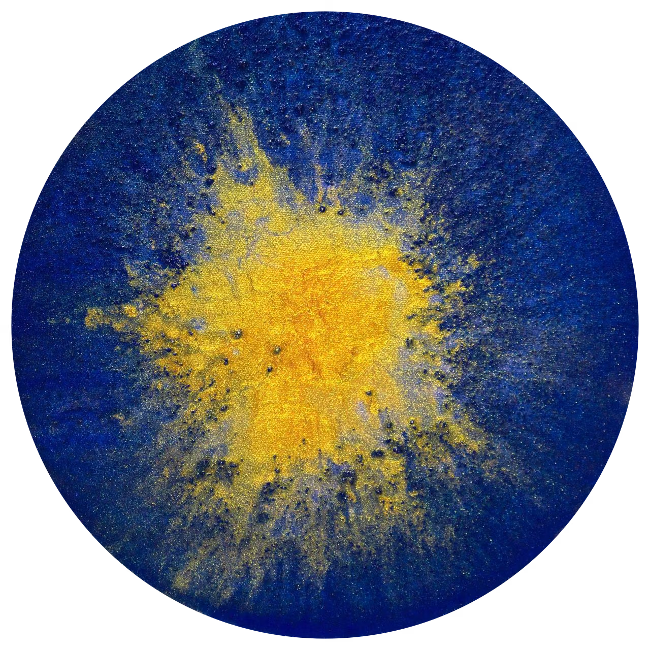 Composition 81 (2024), toile ronde de 30 cm, acrylique sur toile, pigment